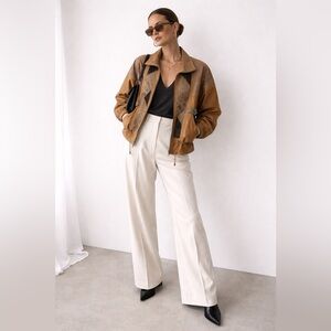 RARE Vintage Paris Sport Club Leather Jacket | Patchwork Lace Print | M